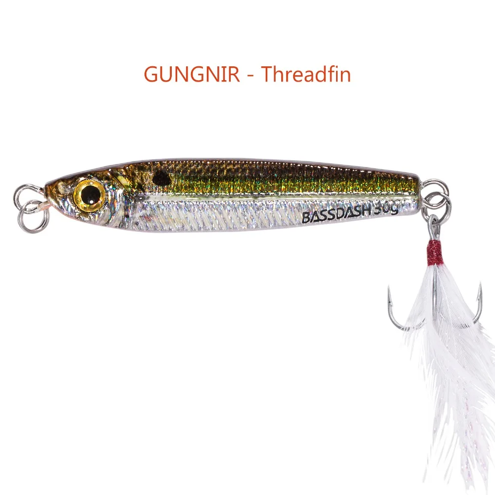 Светильник Bassdash GUNGNIR, приманки для ловли на крючок, 20 г, 30 г, с крючками VMC, для соленой пресноводной рыбалки, цельный