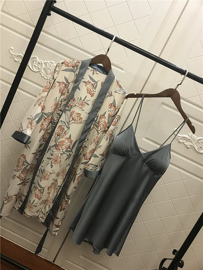 Женская пижама Fdfklak с принтом весенне летняя Пижама для женщин Шелковый Атласный