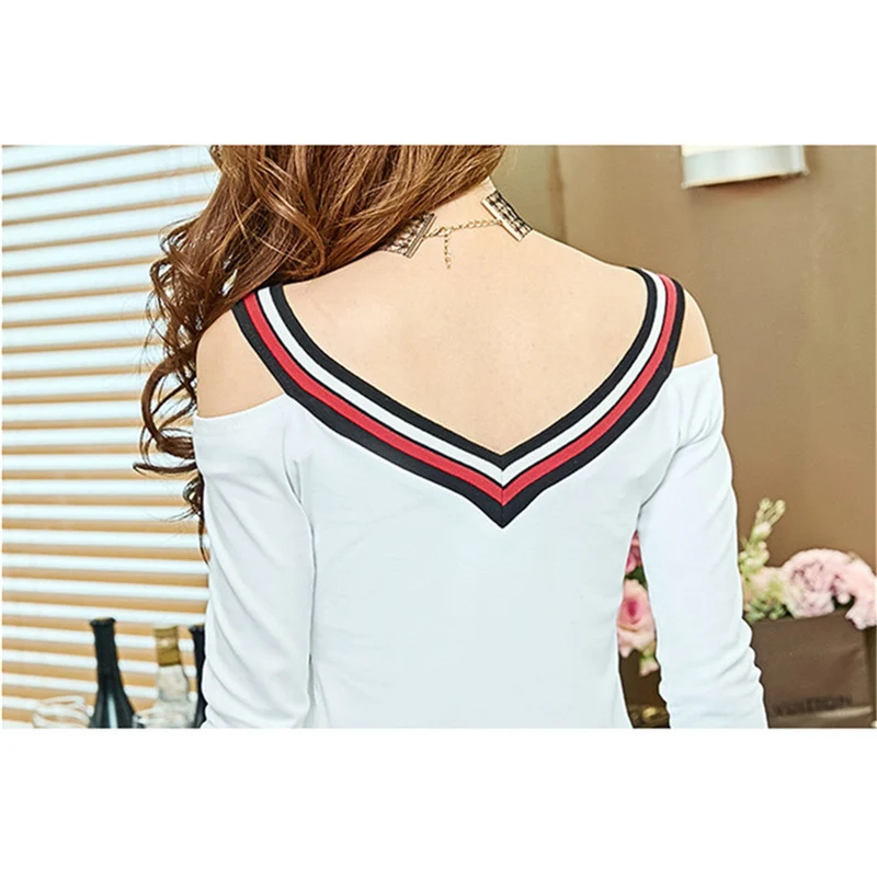 Женская футболка в стиле пэчворк с v-образным вырезом женская хит 2018 осенняя