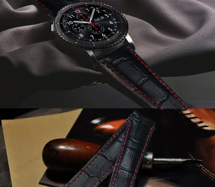 Ремешок для часов samsung Galaxy Watch из натуральной кожи ремешок для часов samsung gear S3 Sport gear S2 для huawei Watch
