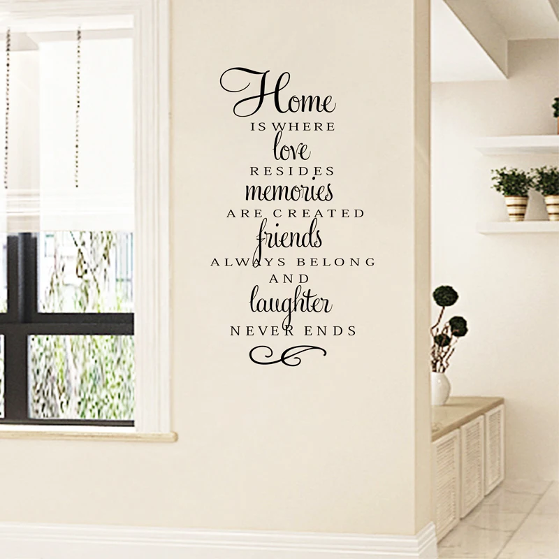 Free shipping wall quote stickers home decor - Home is where love resides...Modern art vinyl decal | Дом и сад
