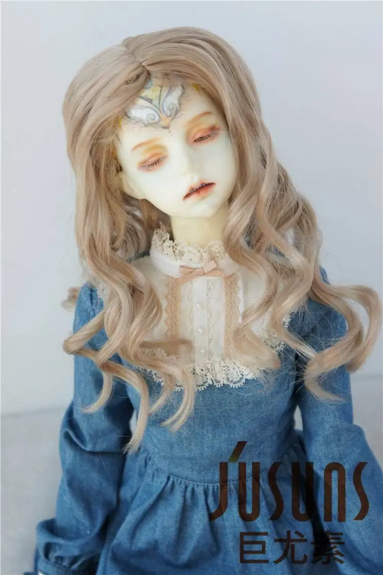 size 8-9 Brown JD233 1/6 1/4 1/3 BJD термостойкость кукла парики YOSD MSD SD средней линии Длинные курчавый BJD парики кукла аксессуары - Цвет: size 8-9 Brown