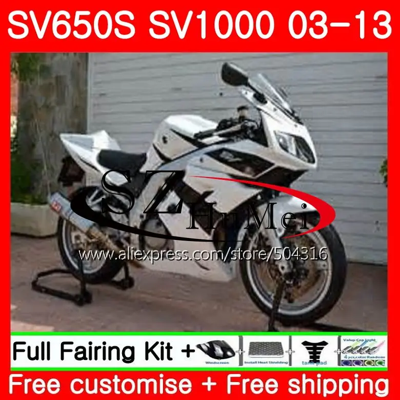Обтекатель для SUZUKI SV1000S SV650S 03 04 05 06 07 08 106SH20 SV650 1000 S SV 650S 2003 Черный Белый 2004 2005 2006 2007