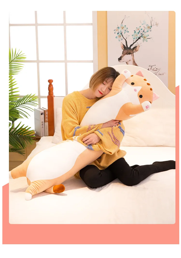Креативная Горячая Kawaii длинная кошка кукла мягкие животные ленивый Спящая Подушка игрушки для детей милые плюшевые игрушки подарок на день Святого Валентина