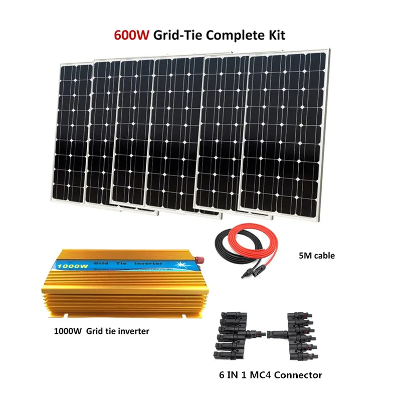 Система солнечных панелей 600 Вт для дома монокристаллическая солнечная панель