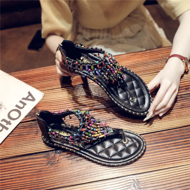 Сандалии-Вьетнамки Новинка 2019 года сезон лето Недорогая модная обувь в богемном