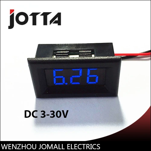 Синий цветной цифровой измеритель напряжения постоянного тока 3 30 в Синяя