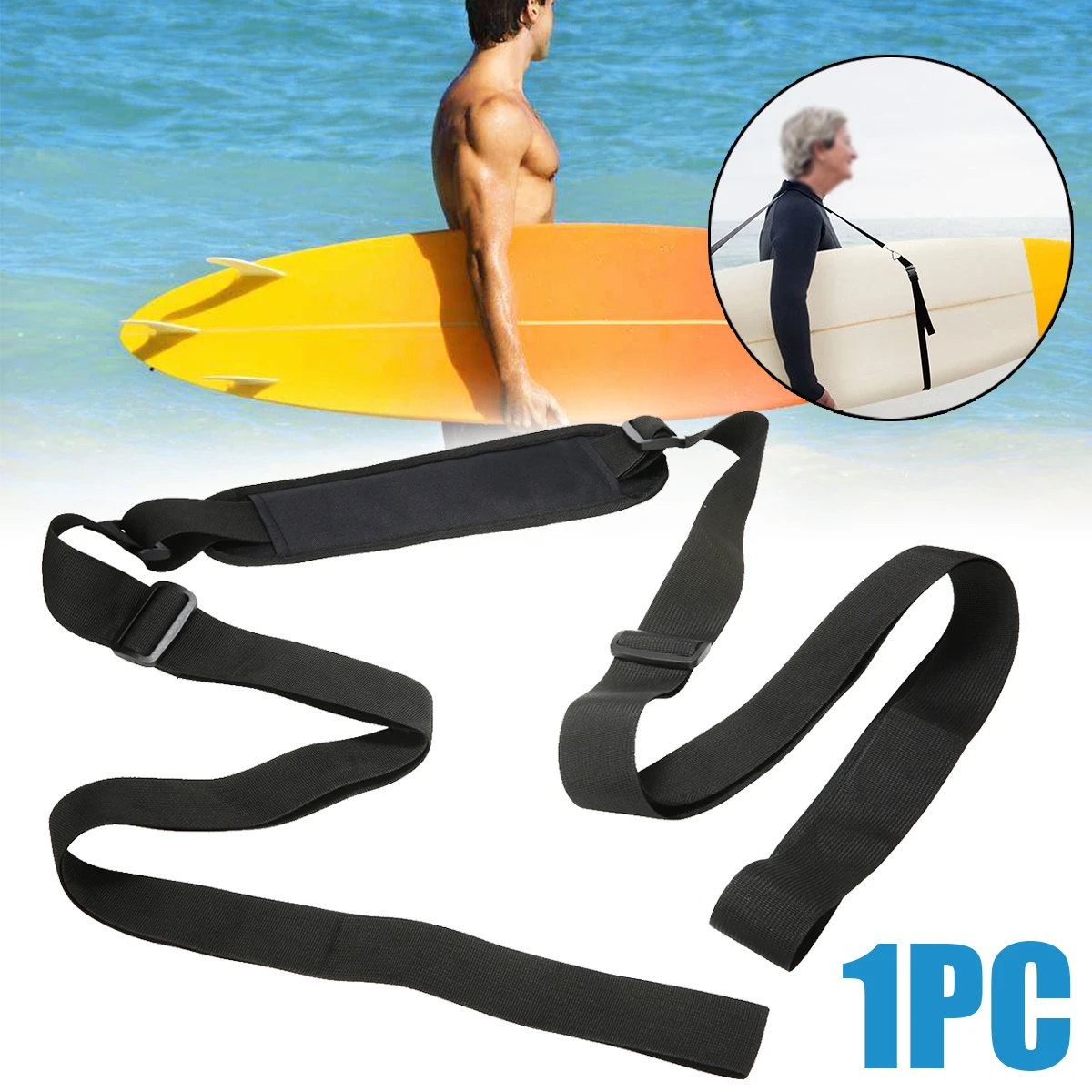 1Pcs Adjustable Surfboard Shoulder Carry Sling Strap Stand Up Paddle Board Unisex Water Sports Diving Boat Surfing | Спорт и