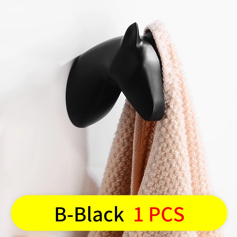 B-Black Крючок для халата, черный крючок для одежды, настенная вешалка, Декоративный олень, крючок для ванной комнаты, крючок для полотенец, сумка для ключей, вешалка для шляп, аксессуары для ванной комнаты - Цвет: B-Black