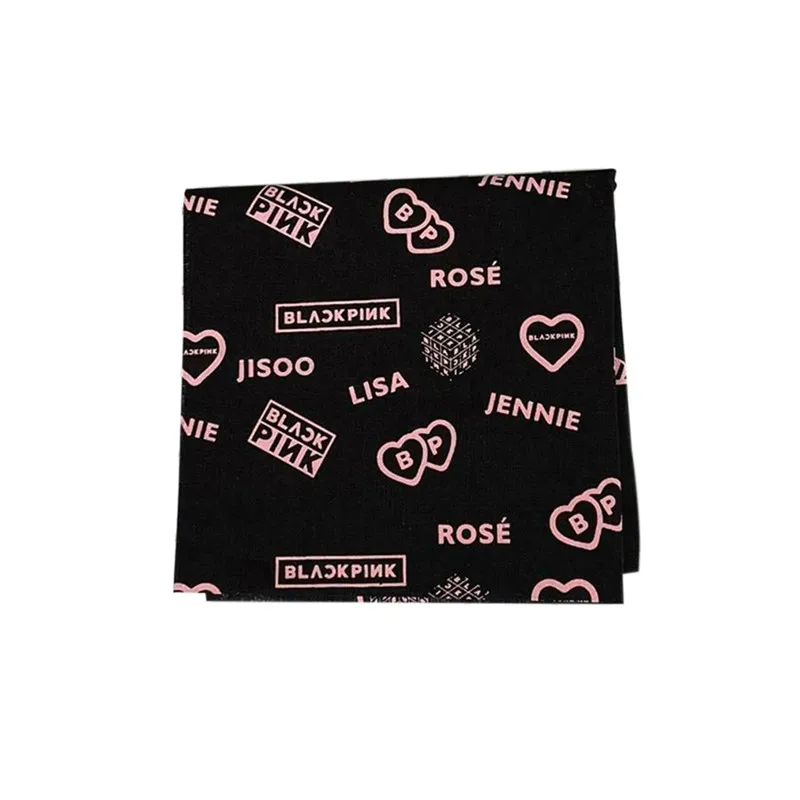 D Imixlot, новинка, K-POP, черный, розовый, Lisa Jisoo, розовый, хлопковый шарф, хип-хоп, повязка на голову, лента для волос, 55*55 см, розовый, черный, аксессуары для волос - Цвет: D