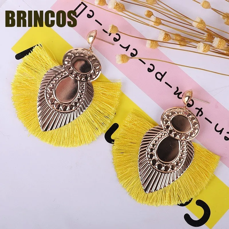 Женские серьги с кисточками boho винтажные индийские Золотые ручной работы в