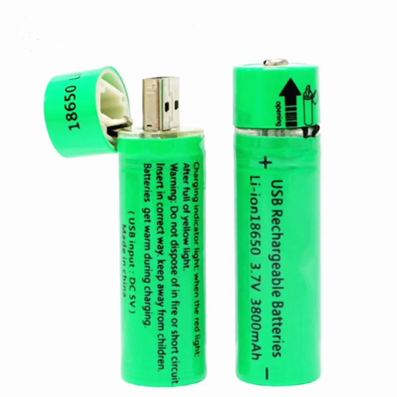 

18650 Battery 3.7V 3800mah USB 18650 Rechargeable Lithuim Battery for Flashlight Electric Mouse Toy Battery USB Charge 18650
