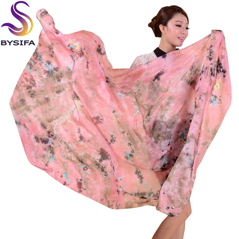 Женский шелковый шарф шаль из тутового шелка женский розовый размера плюс