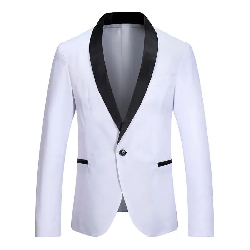 2019 Fashion Casual Men Costume Blazer Korea Business Jacket White Slim Fit Jacket Suit Blazer Jacket Stylish Men Elegant Blazer
