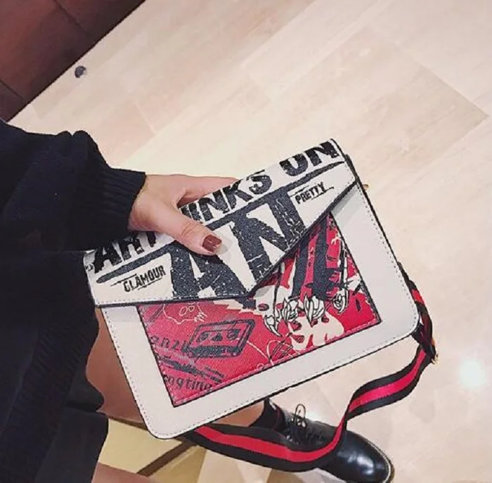 Women Cartoon printing Messenger Bags Girl's slant bag pu Handbags Clutch Bag Bolsa Feminina mochila Bolsas Female sac a main