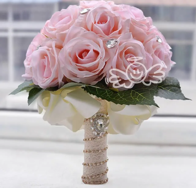 Искусственного шелка белый красный розовая роза свадебные украшения невесты