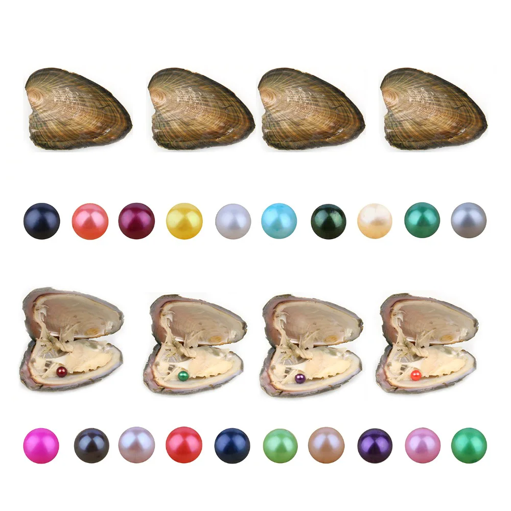 

2019 DIY Akoya pearl oyster 6-7mm round Pearl Mixed Colors Love Wish Freshwater Pearl Oyster Shell Gifts wholesale