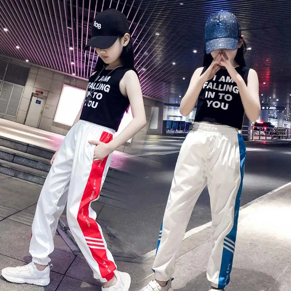 Kids Letter Crop Tank Tops Legging Two Pieces Set For Girls Summer Style Teenage Girl Hip Hop Clothing 10 12 14 16 Years | Детская