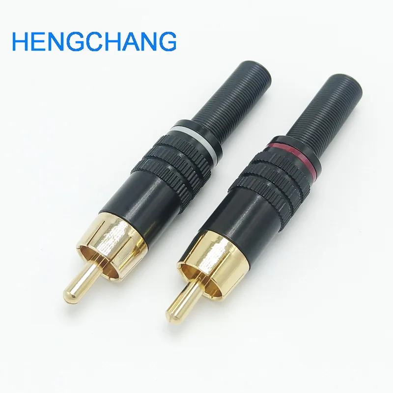 10 шт./лот DIY RCA штекер HIFI позолоченный Аудио кабель RCA Мужской Аудио Видео разъем золотой адаптер для кабеля