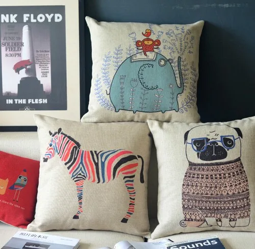 Европейские свежие милые животные детские слон Зебра собаки хлопковая Подушка