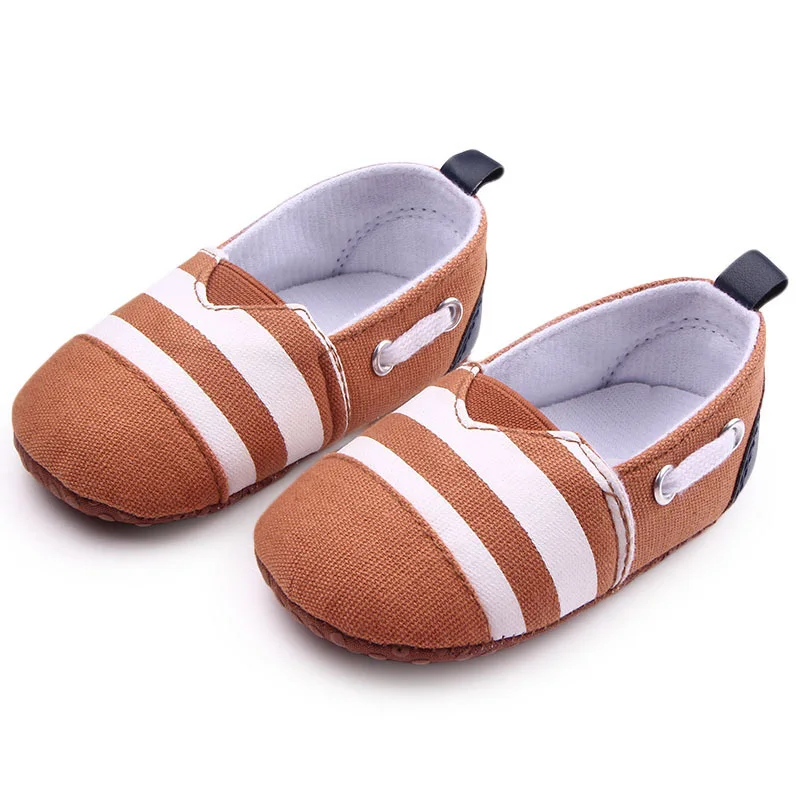 

Baby Boys Shoes Newborn Striped First Walkers Aon-Slip Shoes Infant Crib Soft Sole Toddler Flat Shoes Babe For Boys 0-18M BB2005