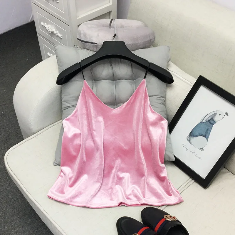 ALPHALMODA, осенне-зимний короткий однотонный бархатный топ на бретельках с v-образным вырезом, короткая бархатная рубашка на подтяжках