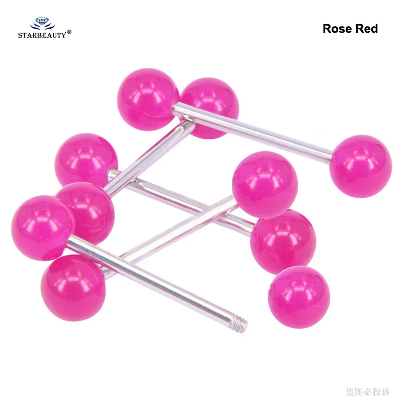 Rose Red x 7pcs 7 шт./партия фосфоресцирующий Радужный оральный секс язык кольцо-пирсинг в язык Акриловый пирсинг кольцо для соска Спираль пирсинг Ланге - Окраска металла: Rose Red x 7pcs