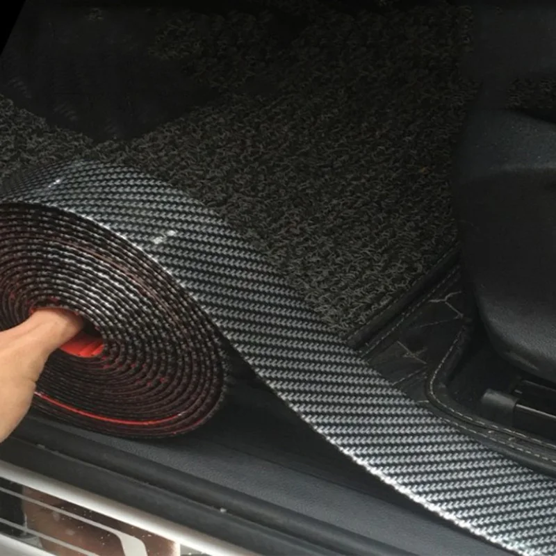 Наклейки на бампер для кузова автомобиля 5D из углеродного волокна, резина, стильный протектор порога, товары для украшения автомобиля, аксессуары для авто, Внешние детали