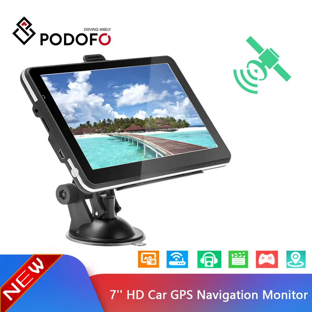 Podofo 7 дюймов gps навигатор для машины навигация бесплатное обновление карты Navitel