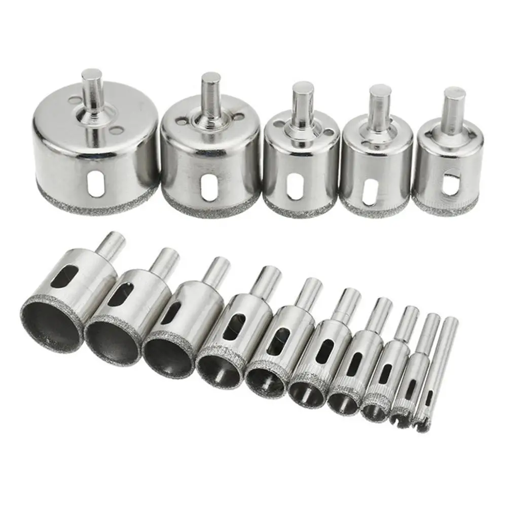 Diamond Hole Silver Exquisite Durable Saw Drill Bit Set Glass Ceramic Tile Cutting Tool 15pcs 6-50mm | Инструменты