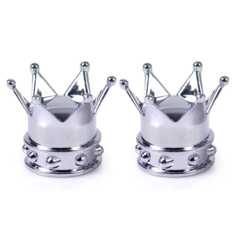 DWCX AUTO 2Pcs Tyre Crown Tire Wheel Valve Stems Air Dust Cover Cap for Bike Motorcycle Cars for VW Audi Ford Nissan Toyota Kia - Цвет: Серебристый