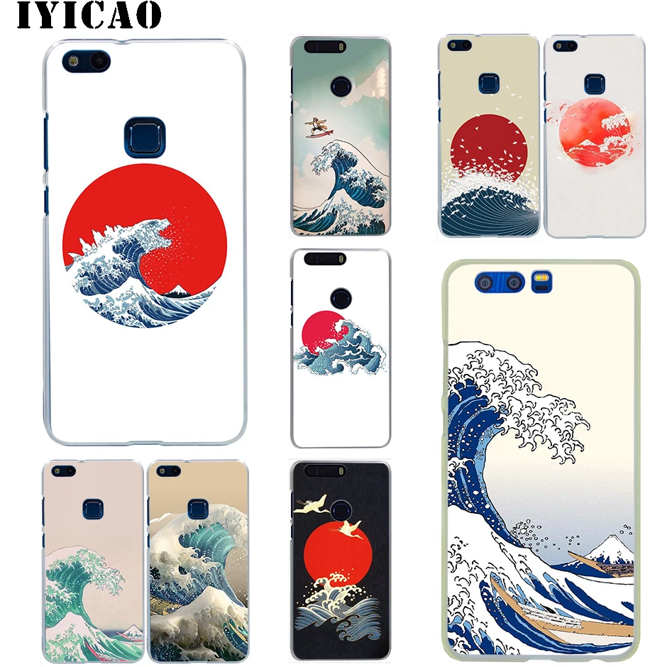 Жесткий чехол IYICAO Great Wave off Kanagawa для Huawei Honor 6A 6C 7A 7C 7X8 8X9 10 20 9X Lite Pro Play Note View