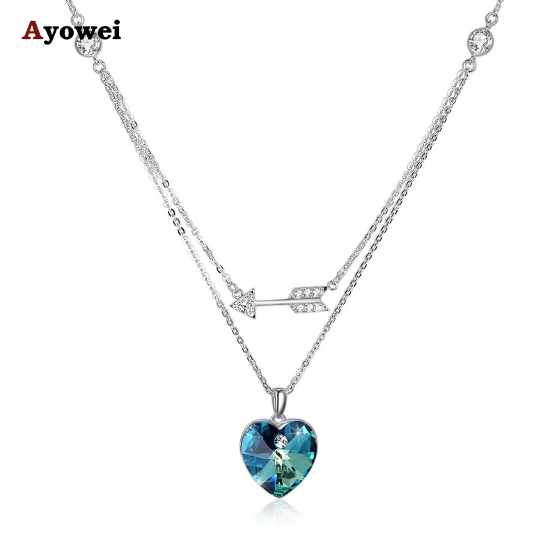 

Ayowei trend new 925 sterling silver color zircon pendant necklace party gift SP74