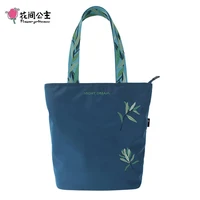 flower princess women top handle bags nylon embroidery shoulder bag nylon lightweight commute bags girls handbag