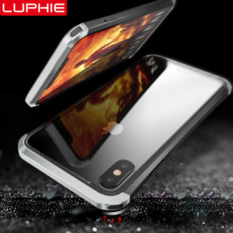 Чехлы Luphie для iPhone XS MAX XR Роскошный Алюминиевый металлический бампер + Гибридный