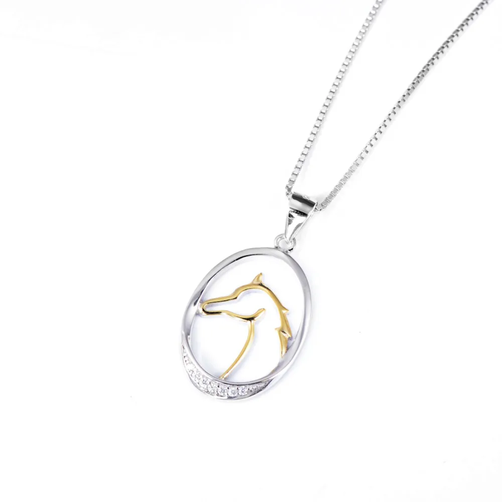 Женское ожерелье с подвеской в виде головы лошади из серебра 925 пробы|necklace love|fashion
