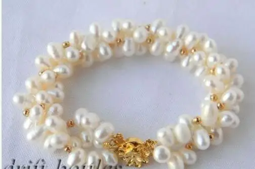 

Браслет из белого пресноводного жемчуга в стиле барокко, 3 шт., 6 мм