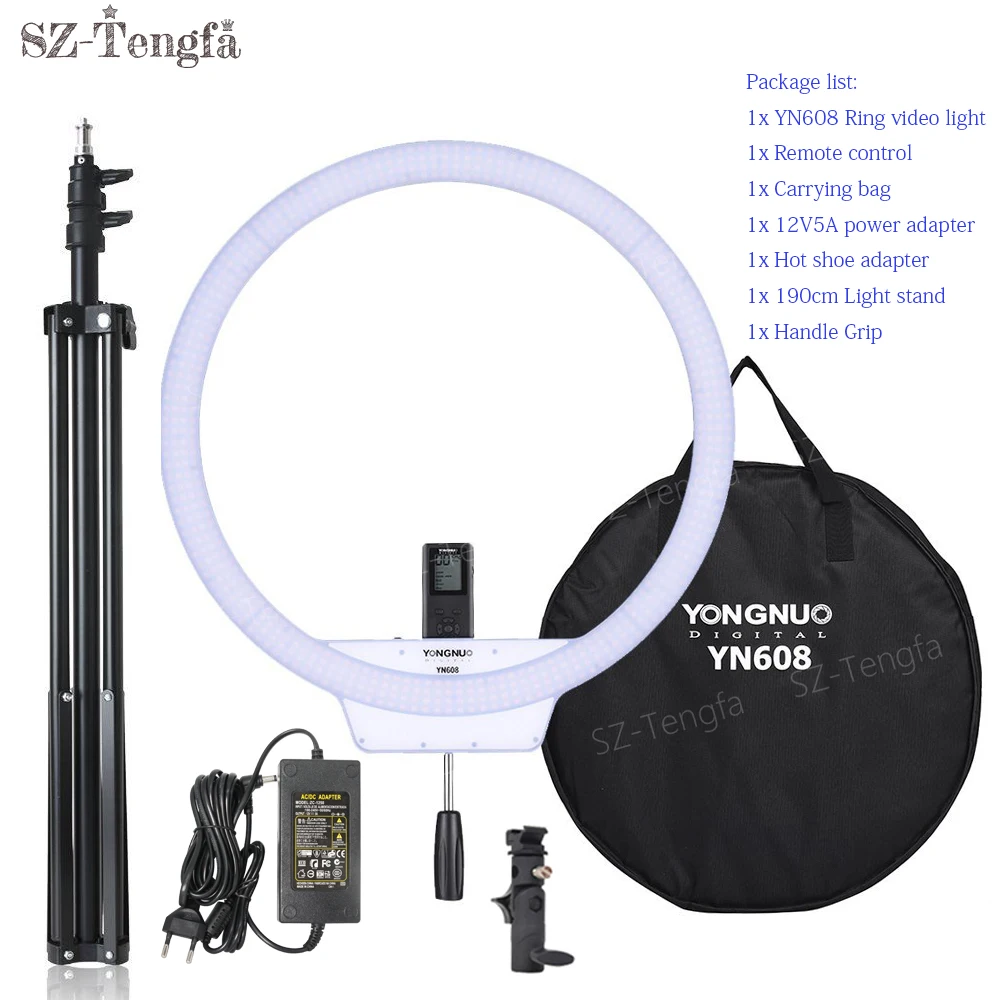 YongNuo YN608 кольцевая Светодиодная лампа 3200 K 5500 двухцветная температура и 5500K