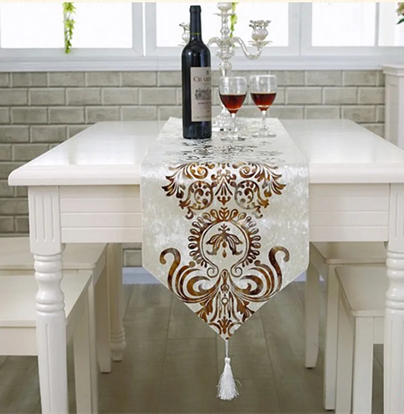 3 размера Европейский бронзированный велюровый Настольный бегун Роскошная