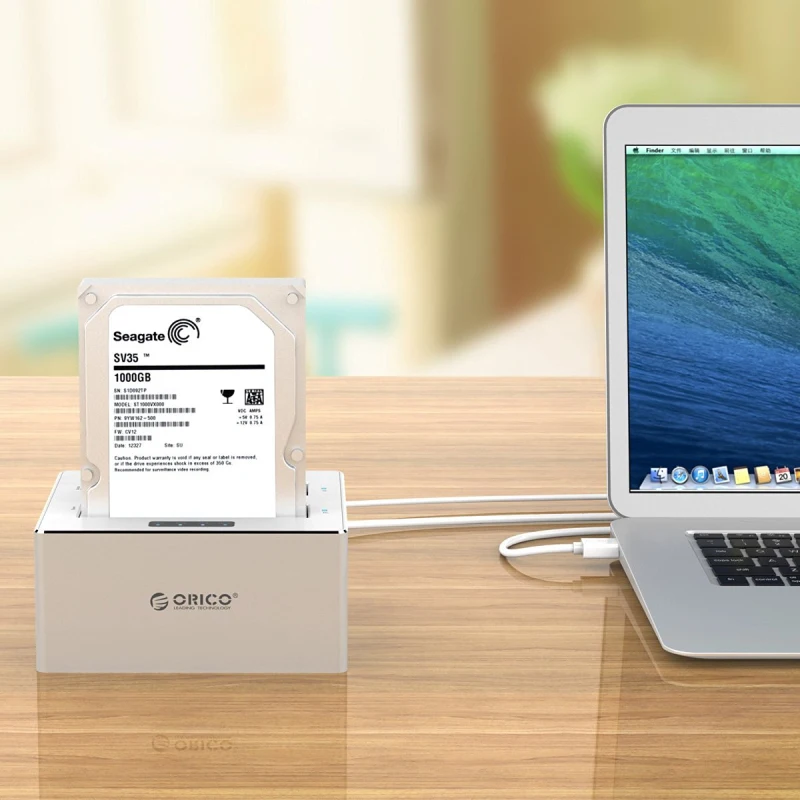 Док станция ORICO с USB 3 0 на SATA алюминиевая док двумя отсеками для HDD 2 5/3 5 дюйма SSD ОС
