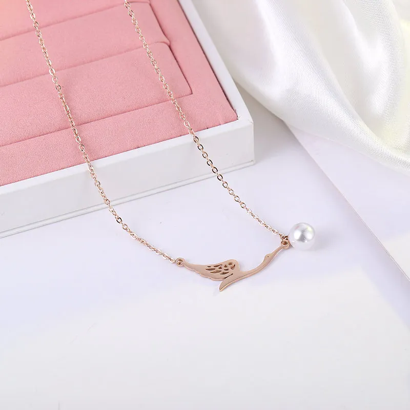 Лебедь жемчужное ожерелье титановая инкрустация из нержавеющей стали ожерлье