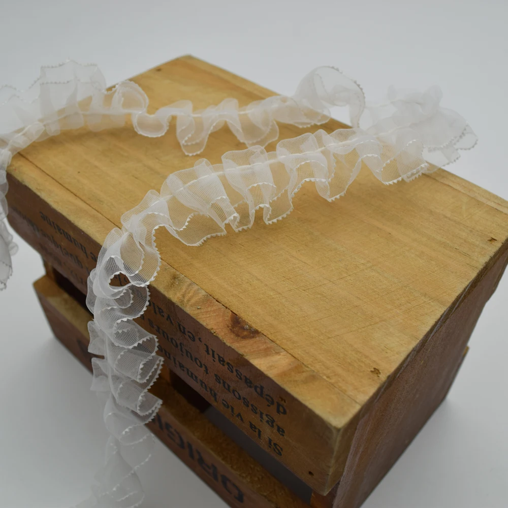 98 ярдов 2 см ширина белый цвет край оборки органза женское платье для куклы сделай