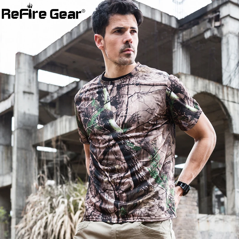 Летняя Военная Тактическая камуфляжная футболка для мужчин дышащая