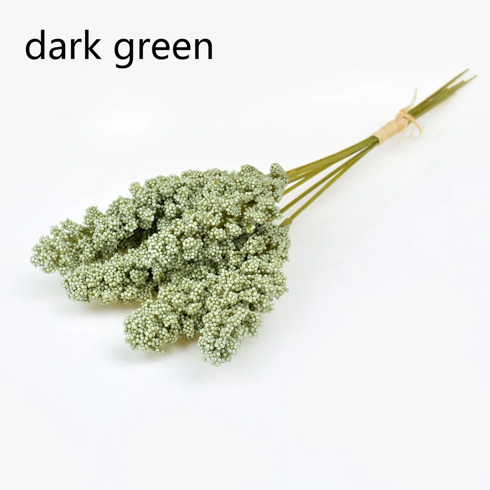dark green 6 шт./комплект дешевые мини ванильный Спайк Искусственные цветы из пены для дома настенная декоративная ягода злаки растение букет цветов - Цвет: dark green