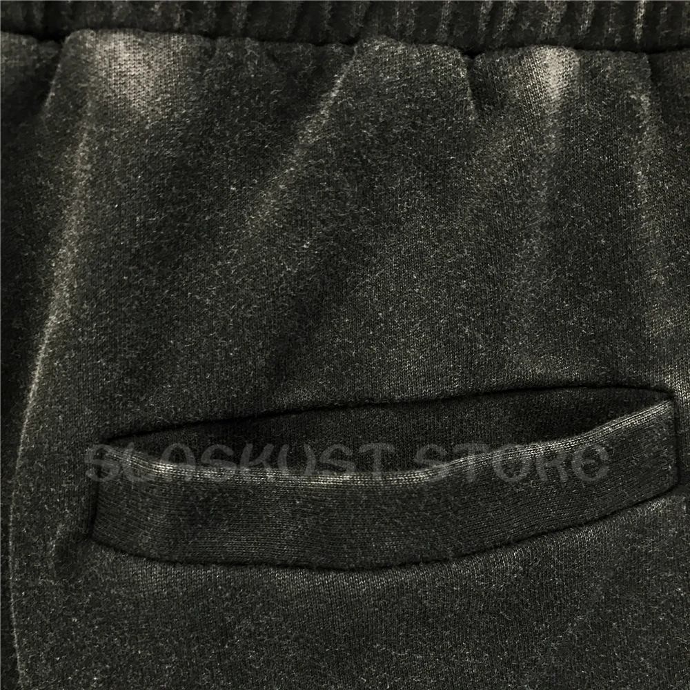 Hiphop Washed Grey Baggy Sweatpants Kanye West Loose Fit Drop Crotch Jogger Pants Elasticized Cuffs Streetwear