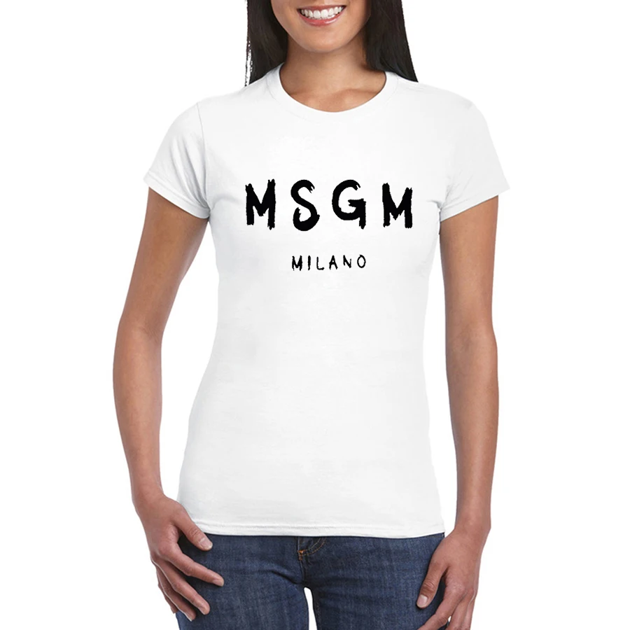 

2019 Fashion Women Men MsgM T Shirt female Summer Letters Print T-shirt Funny Top Tee white Cotton o-neck short sleeve Tshirt