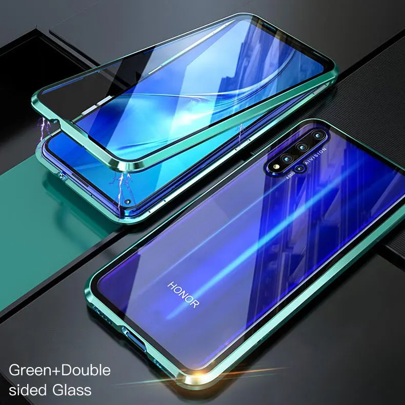 Green LUPHIE 360, полный защитный Магнитный чехол для huawei Honor 20 Pro, передний задний стеклянный чехол, чехол для huawei Honor 20, Магнитный чехол s - Цвет: Green