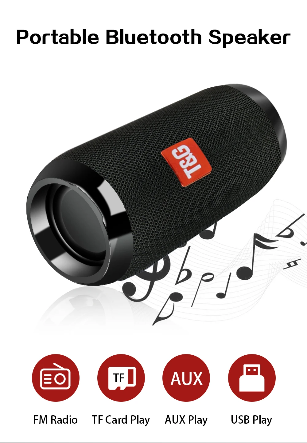 TOPROAD портативный Bluetooth динамик 10 Вт водонепроницаемый беспроводной стерео Бас Колонка ткань HiFi динамик s поддержка TF FM радио USB AUX