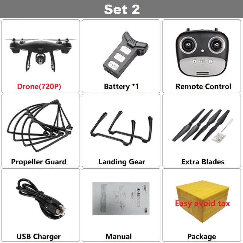 Set2 720P 1B Gray Радиоуправляемый Дрон Teeggi S70W с регулируемой камерой FPV 1080P HD gps Профессиональный Квадрокоптер Вертолет VS X8 Pro X8Pro - Цвет: Set2 720P 1B Gray