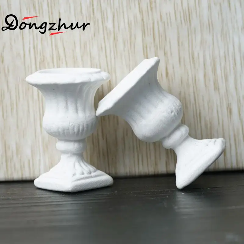 Miniature Dollhouse Furniture 2pc White Flower Pot Child Puzzle DIY Garden Exterior Decoration Doll House 1:12 Model | Игрушки и хобби